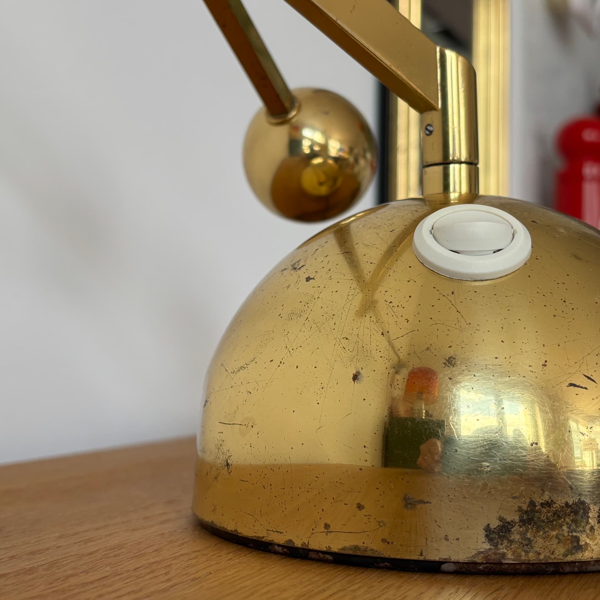 Lampa stołowa, Space Age, mosiądz złocony, Niemcy, lata 70. - 65286