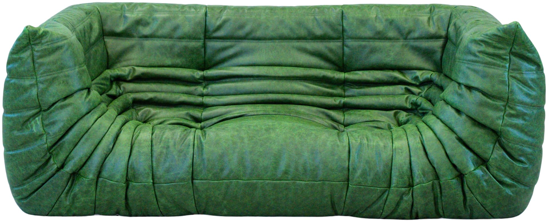 Sofa Togo z podłokietnikami, skóra zielona dubai - 65524