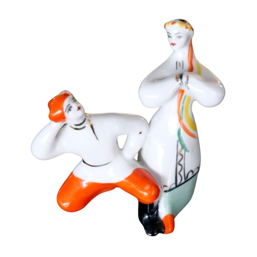 Figurka tancerzy, biała, porcelana, Lomonosowska Manufaktura Porcelany, ZSRR, lata 60.