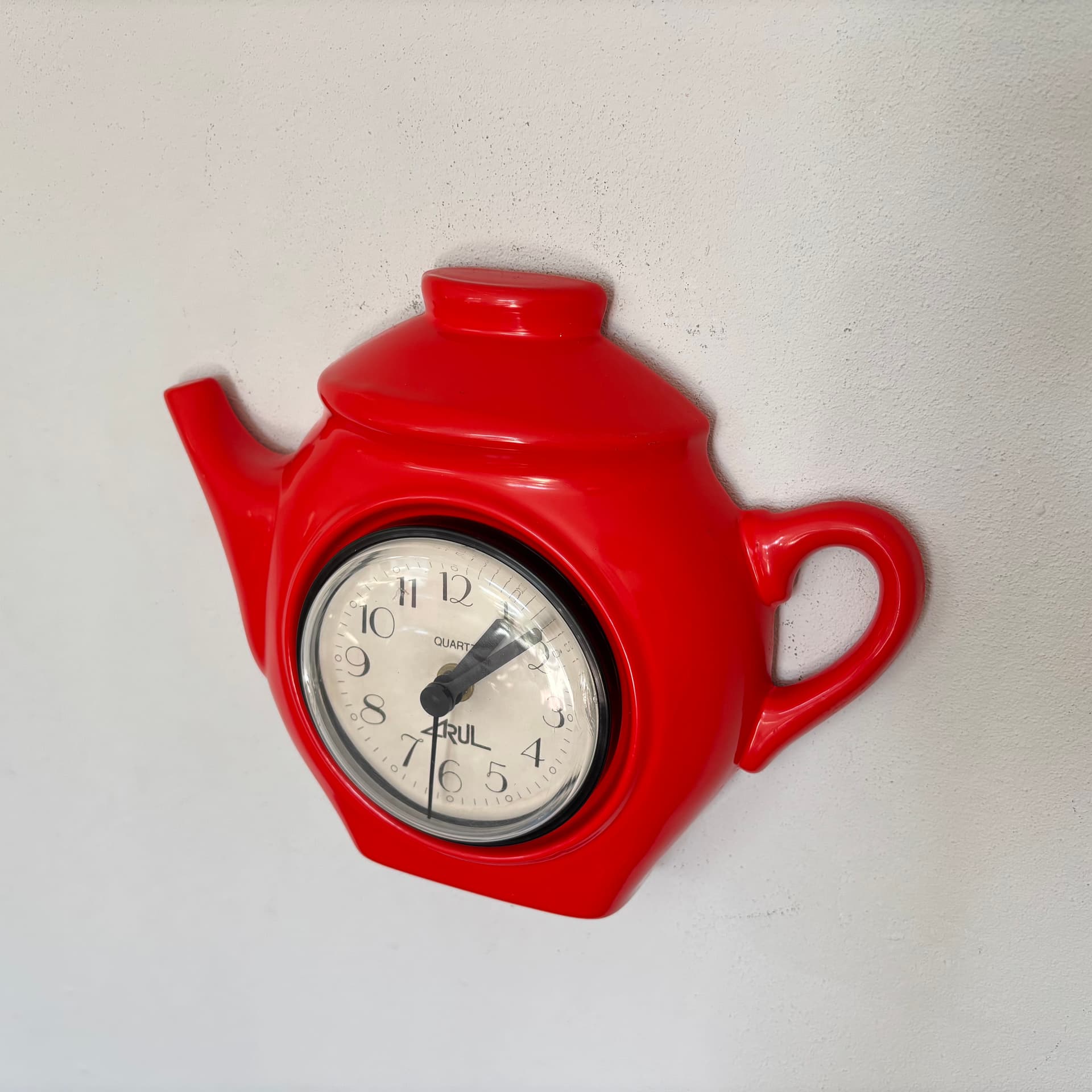 Zegar ścienny kuchenny, czerwony, ceramika, Niemcy, lata 80. - 65833