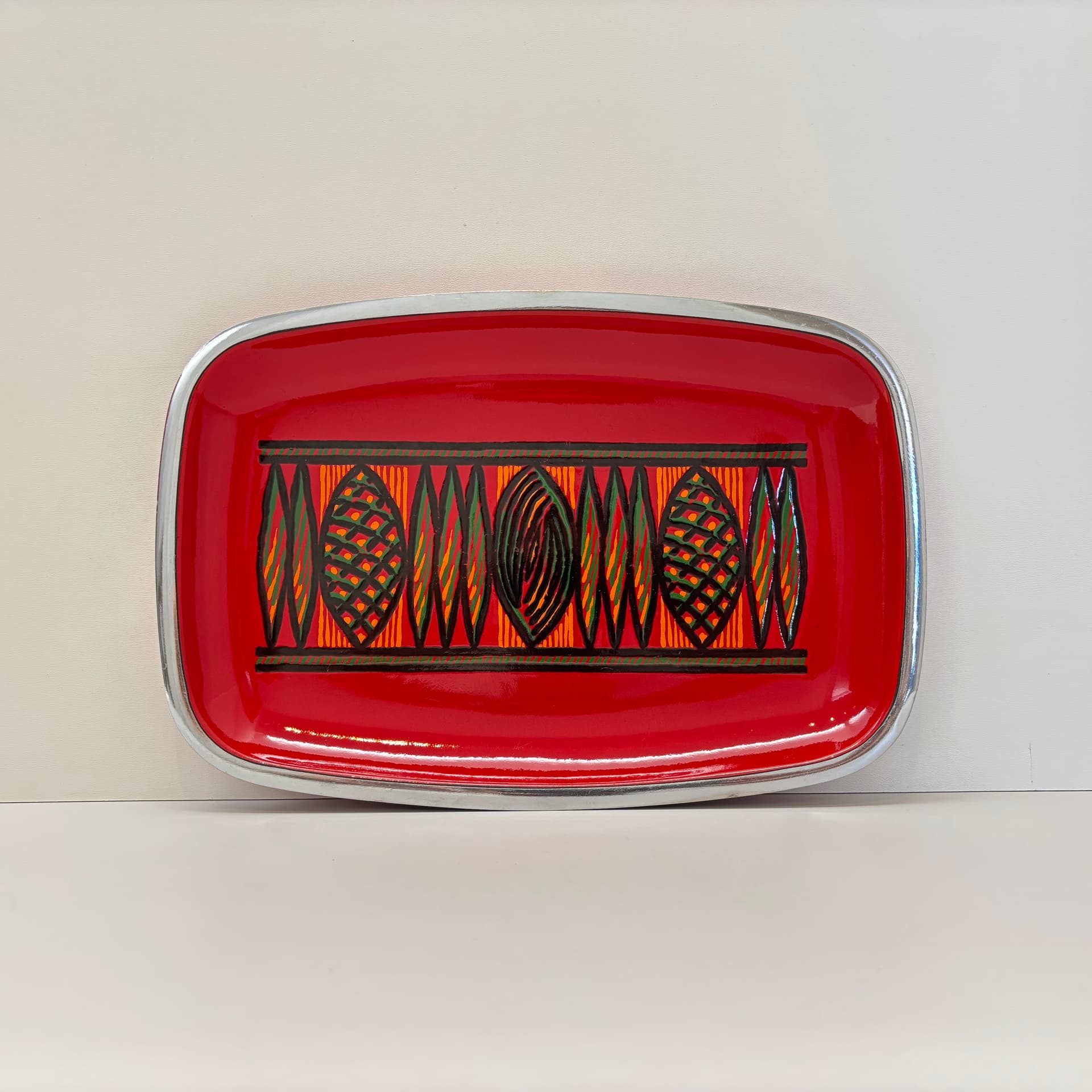 Taca, czerwona, emalia na metalu, Niemcy, lata 70. - 65854