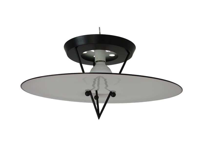 Lampa wisząca Murano, szkło białe, metal czarny, Włochy, lata 80.