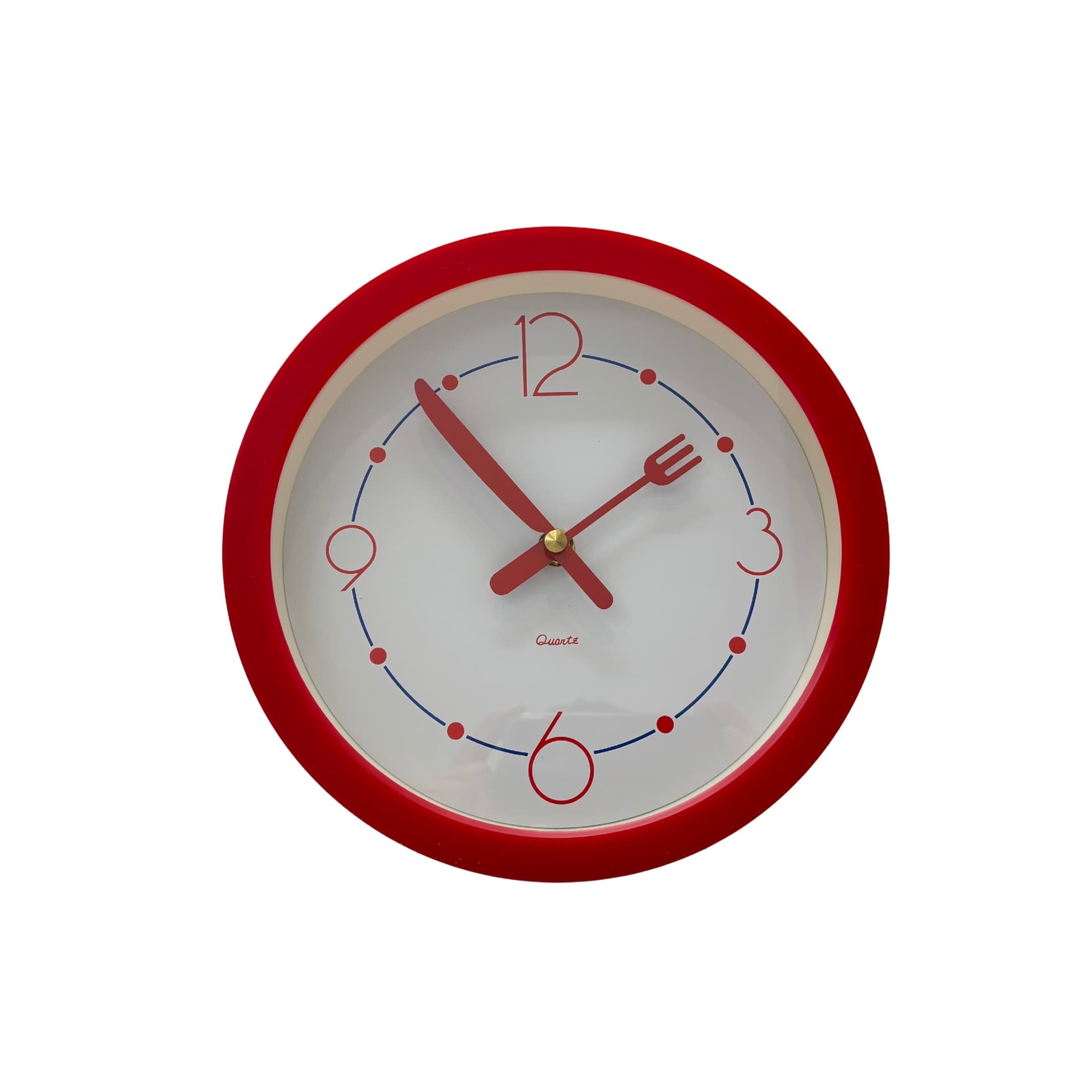 Zegar kuchenny, czerwony, plastik, szkło, Niemcy, lata 80.