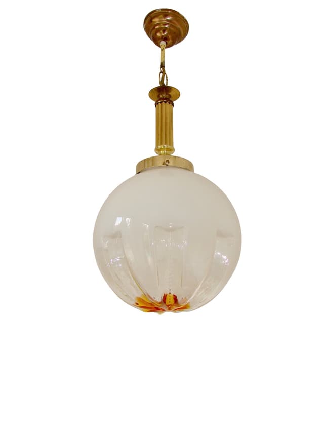 Lampa wisząca, multikolor, szkło, mosiądz, Mazzega, Włochy, lata 70. - WYMIARY