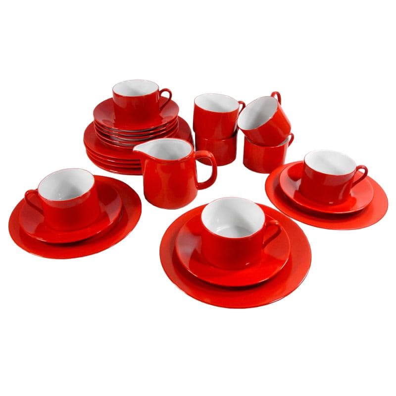 Red Cup and Saucer Set, by E. Bergamin for Taitu, Italy, 1980s/90s
