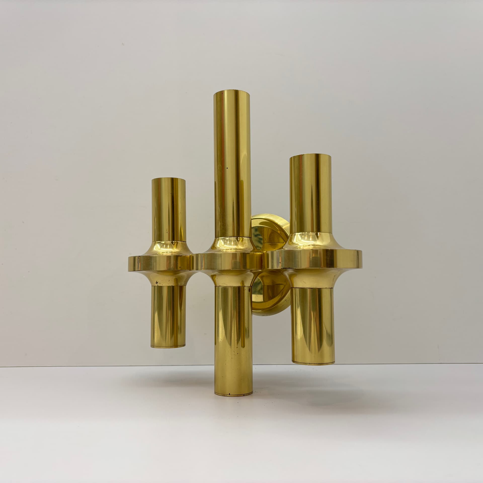 Kinkiet, złoty, mosiądz, proj. G. Sciolari, Włochy, lata 70. - 66845