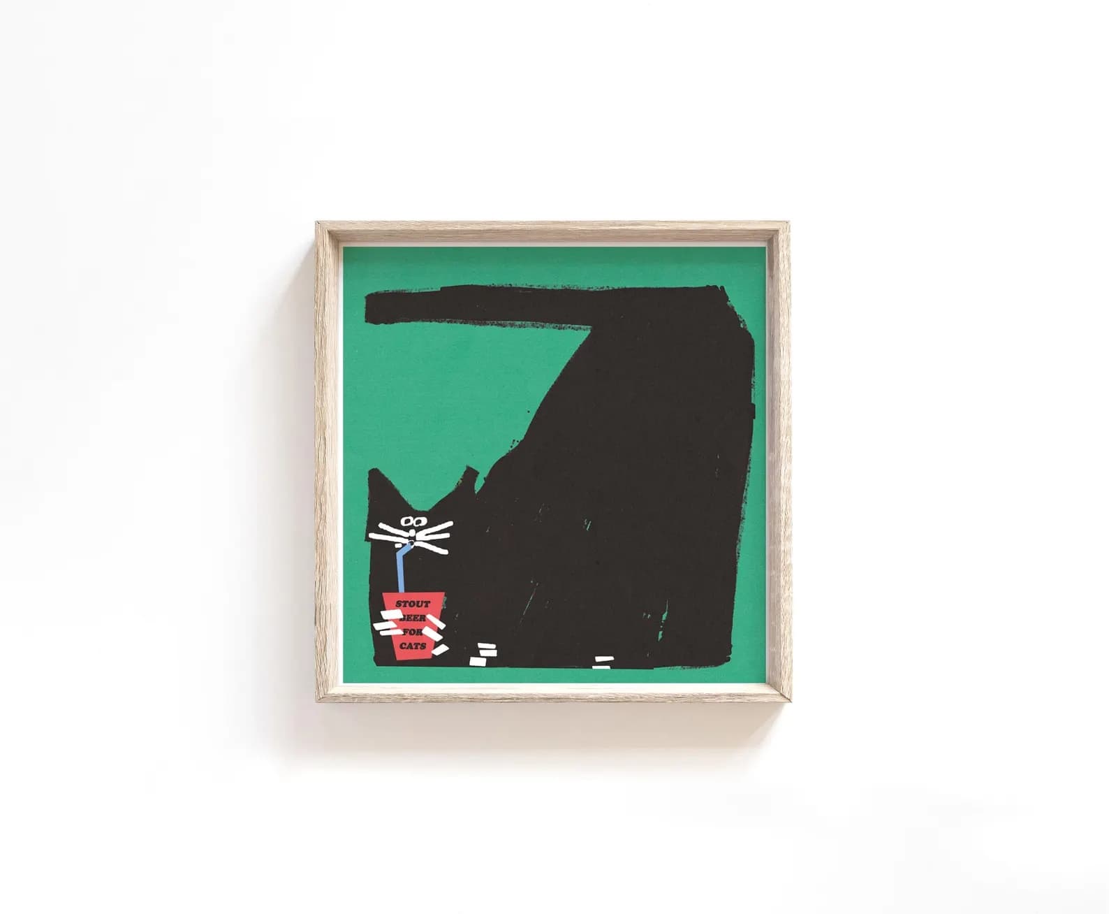 Plakat Czarny kot pijący piwo typu stout przez rurkę, 30x30 cm, aut. J. Zasada, Jakub Zasada - 67131