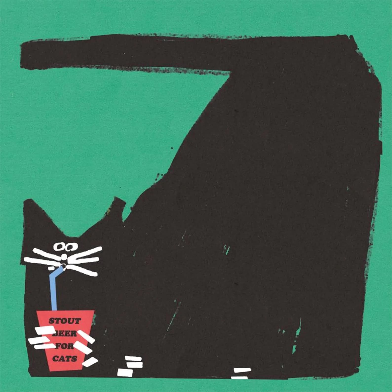 Plakat Czarny kot pijący piwo typu stout przez rurkę, 30x30 cm, aut. J. Zasada, Jakub Zasada