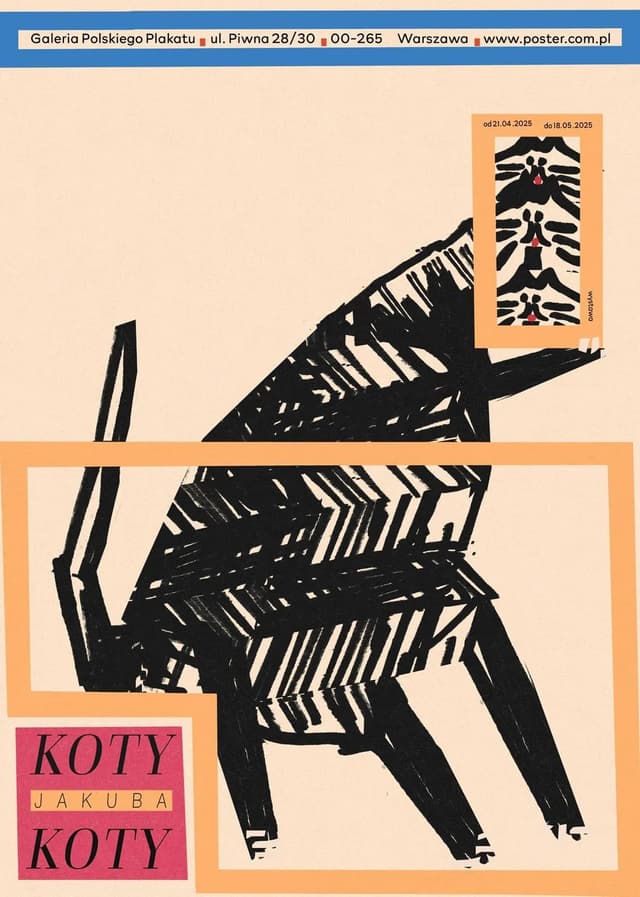 Plakat 3 koty w jednym kocie, plakat do wystawy "Koty Jakuba", 50x70 cm, aut. J. Zasada, Jakub Zasada - WYMIARY