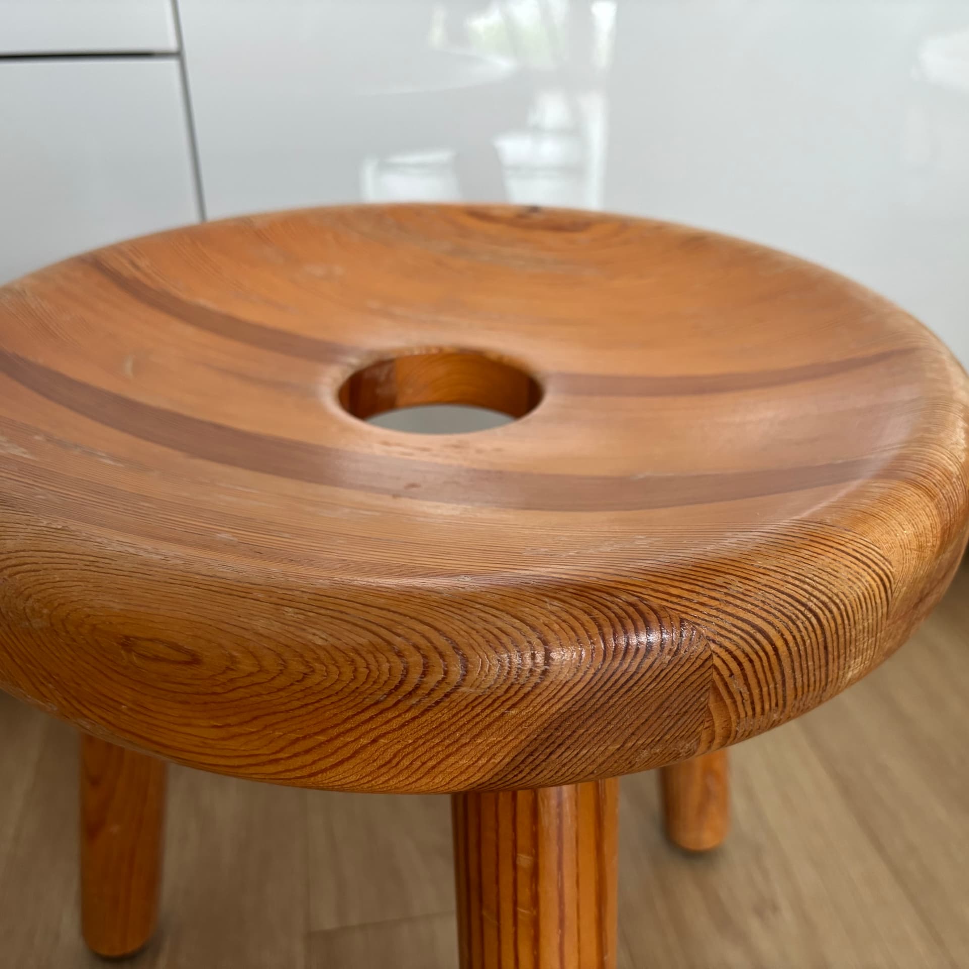 Stołek Sauna G-Palli, sosna jasnobrązowa, proj. B. Gardberg, Finlandia, lata 70. - 66909