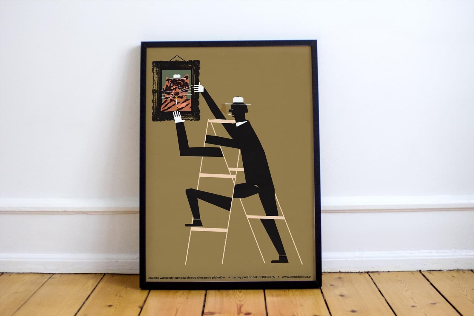 Plakat Otwarte warsztaty samodzielnego wieszania plakatów, plakat reklamowy, 50x70 cm, aut. J. Zasada, Jakub Zasada - 67569