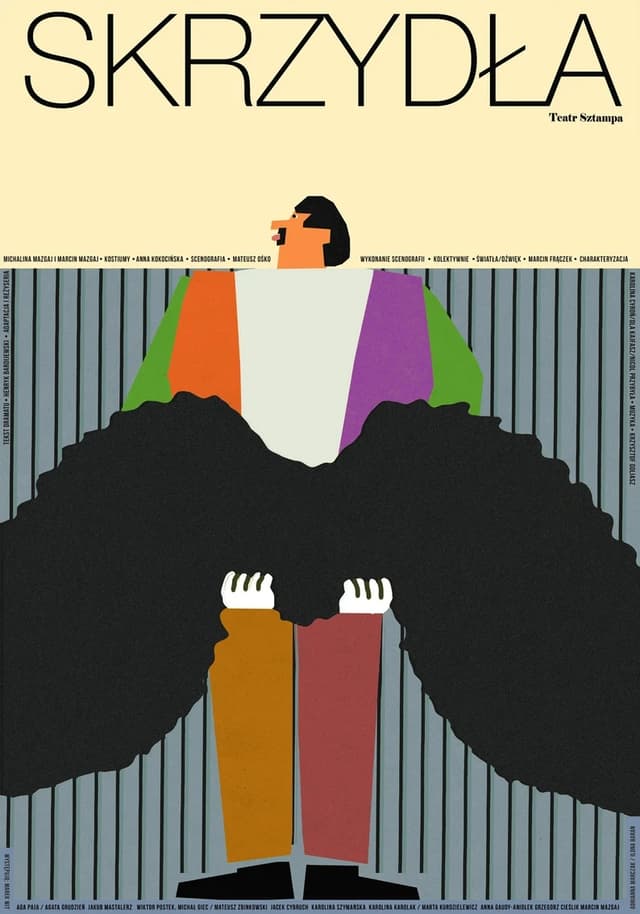 Plakat Skrzydła, Teatr Sztampa, 50x70 cm, aut. J. Zasada, Jakub Zasada - WYMIARY