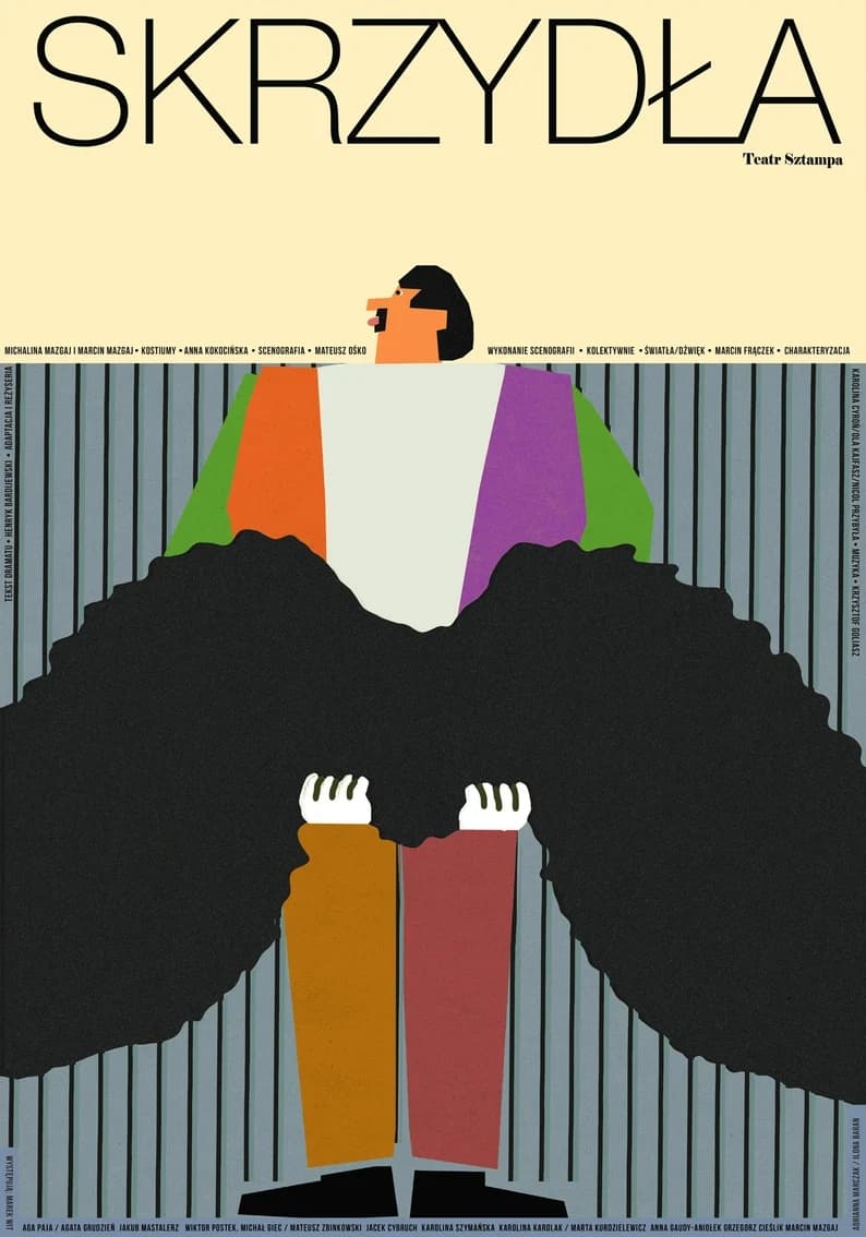 Plakat Skrzydła, Teatr Sztampa, 50x70 cm, aut. J. Zasada, Jakub Zasada