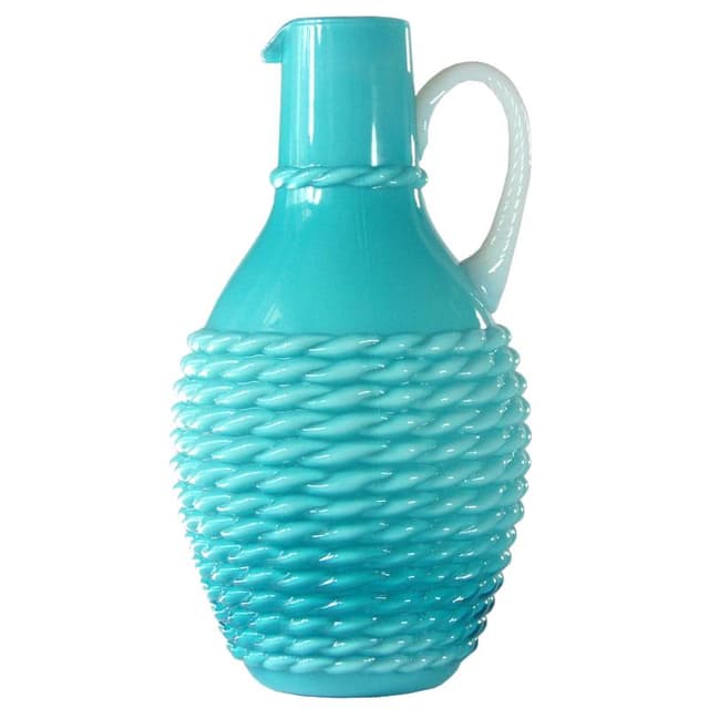 Jasnoniebieski wazon z prasowanego szkła, Empoli, Włochy, lata 60. - WYMIARY