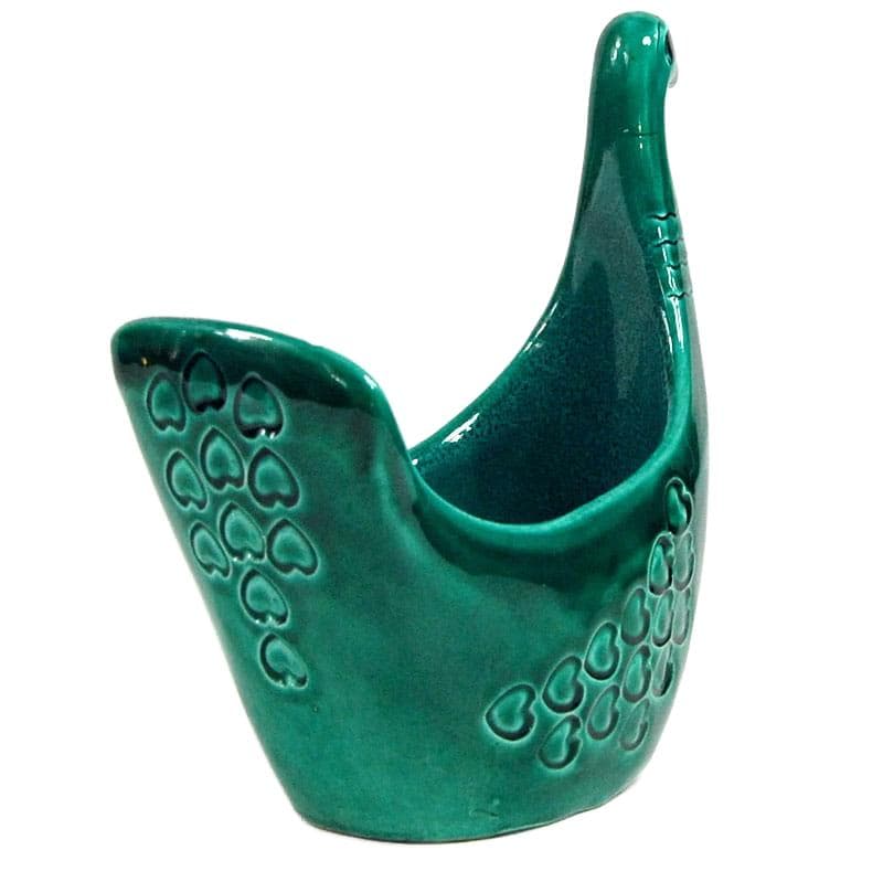 Szmaragdowo zielony pojemnik ceramiczny, proj. A. Londi dla Bitossi, Włochy, lata 60. - 5695