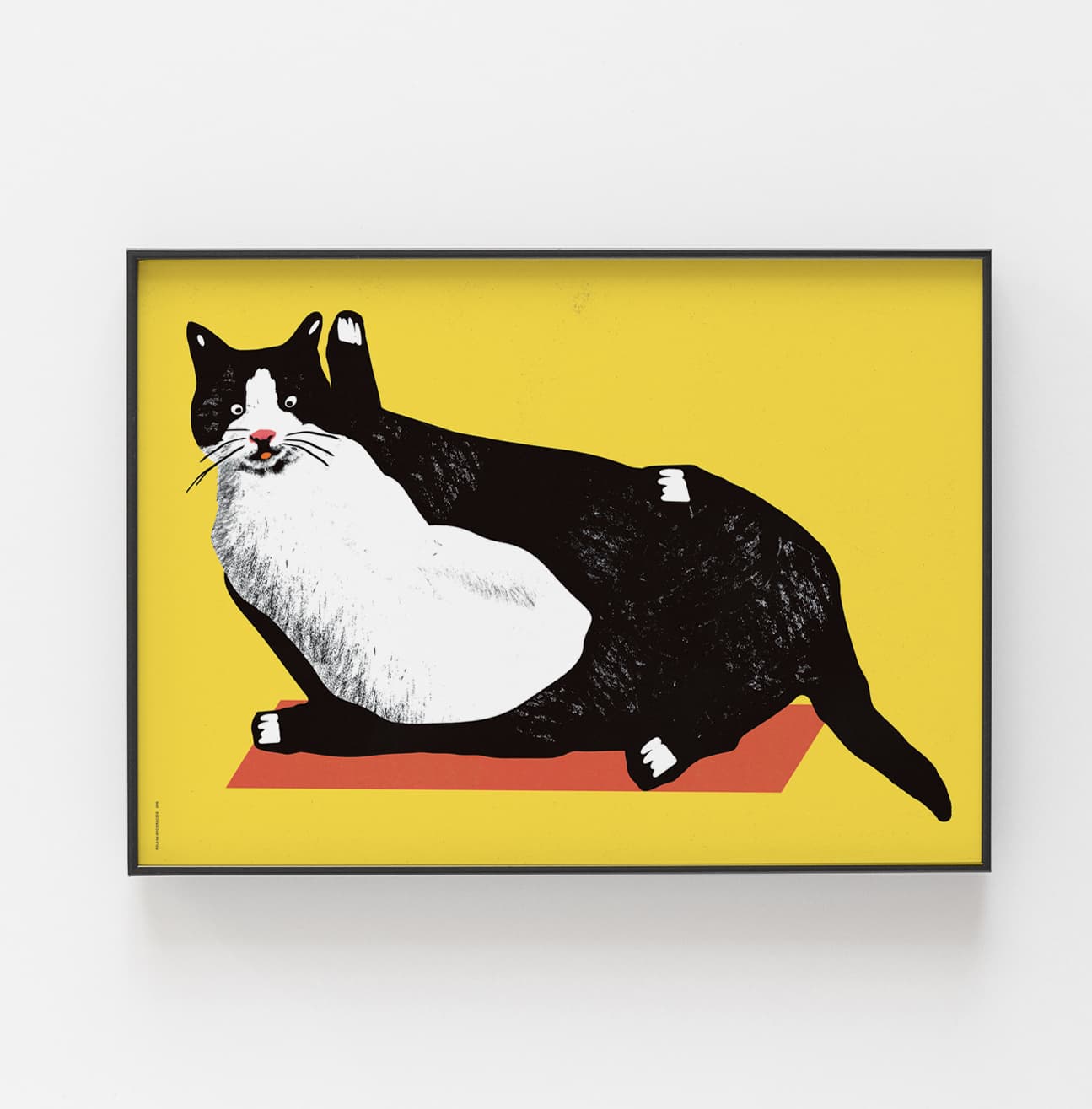 Poster Black and White Cat on a Doormat, 50x70 cm, by J. Zasada, Jakub Zasada - 67772