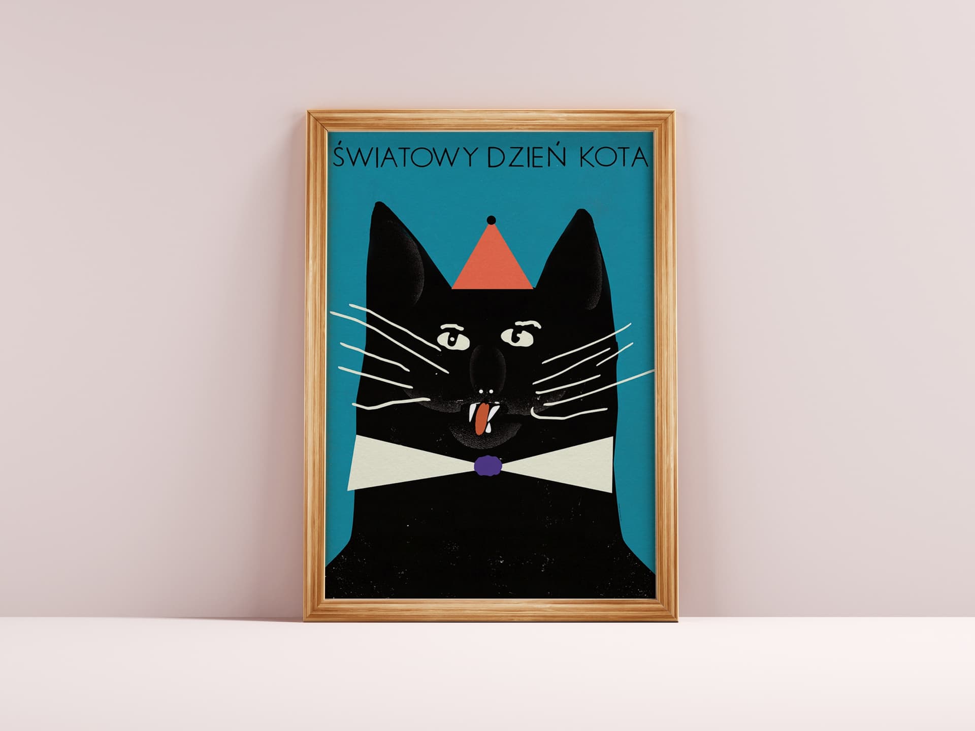 Plakat Światowy dzień kota, kot z 3 zębami, 50x70 cm, aut. J. Zasada, Jakub Zasada - 67767