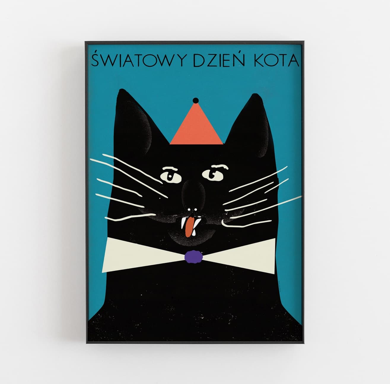 Plakat Światowy dzień kota, kot z 3 zębami, 50x70 cm, aut. J. Zasada, Jakub Zasada - 67769
