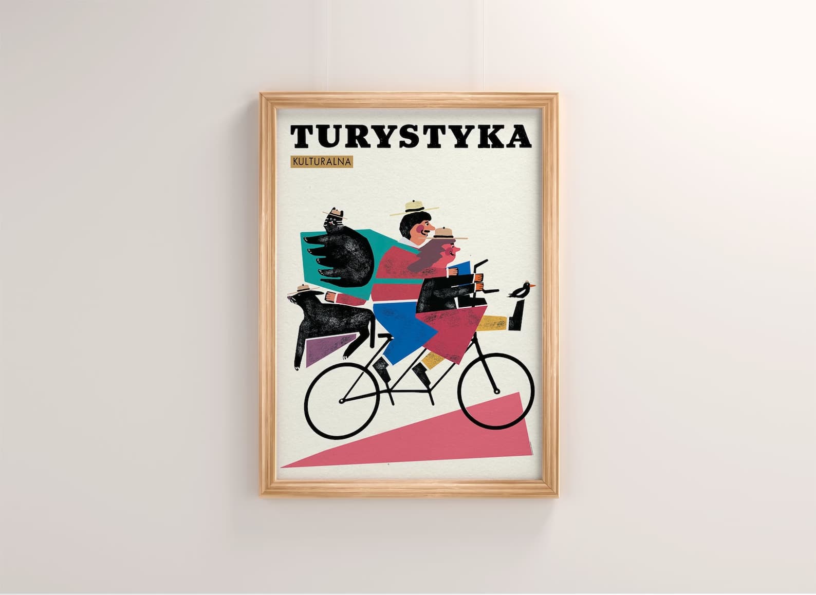 Poster Turystyka kulturalna, ludzie i zwierzęta na rowerze, 50x70 cm, by J. Zasada, Jakub Zasada - 67744