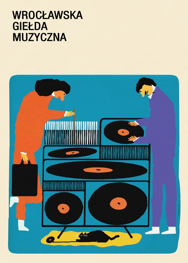 Plakat Wrocławska Giełda Muzyczna, 50x70 cm, aut. J. Zasada, Jakub Zasada - WYMIARY