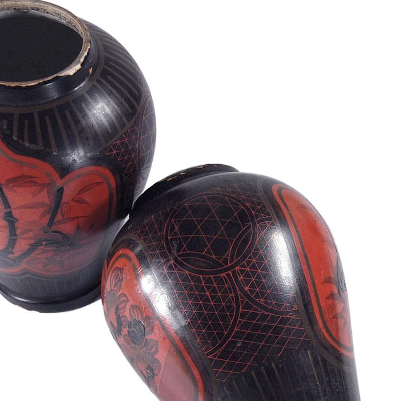 Czarne, ceramiczne wazy Arita, Japonia, lata 60. XIX w. - 5678