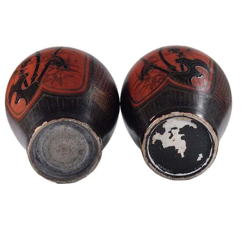 Czarne, ceramiczne wazy Arita, Japonia, lata 60. XIX w. - 5681