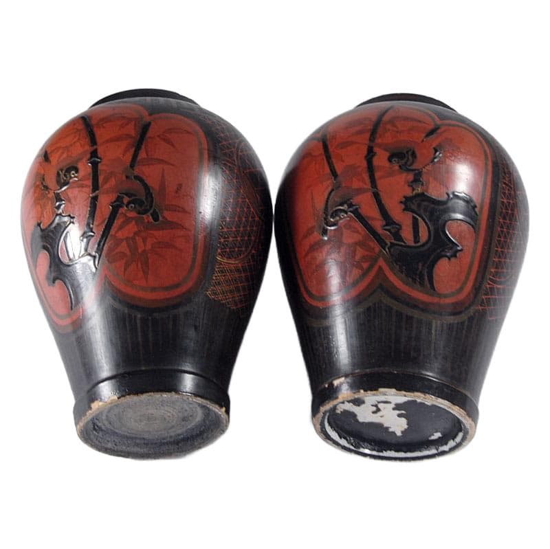 Czarne, ceramiczne wazy Arita, Japonia, lata 60. XIX w. - 5680