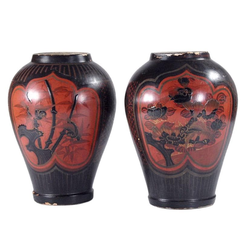 Czarne, ceramiczne wazy Arita, Japonia, lata 60. XIX w. - 5673