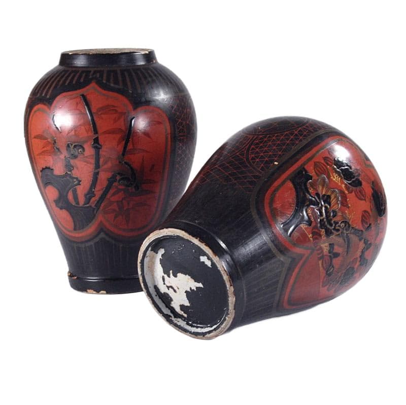 Czarne, ceramiczne wazy Arita, Japonia, lata 60. XIX w. - 5676