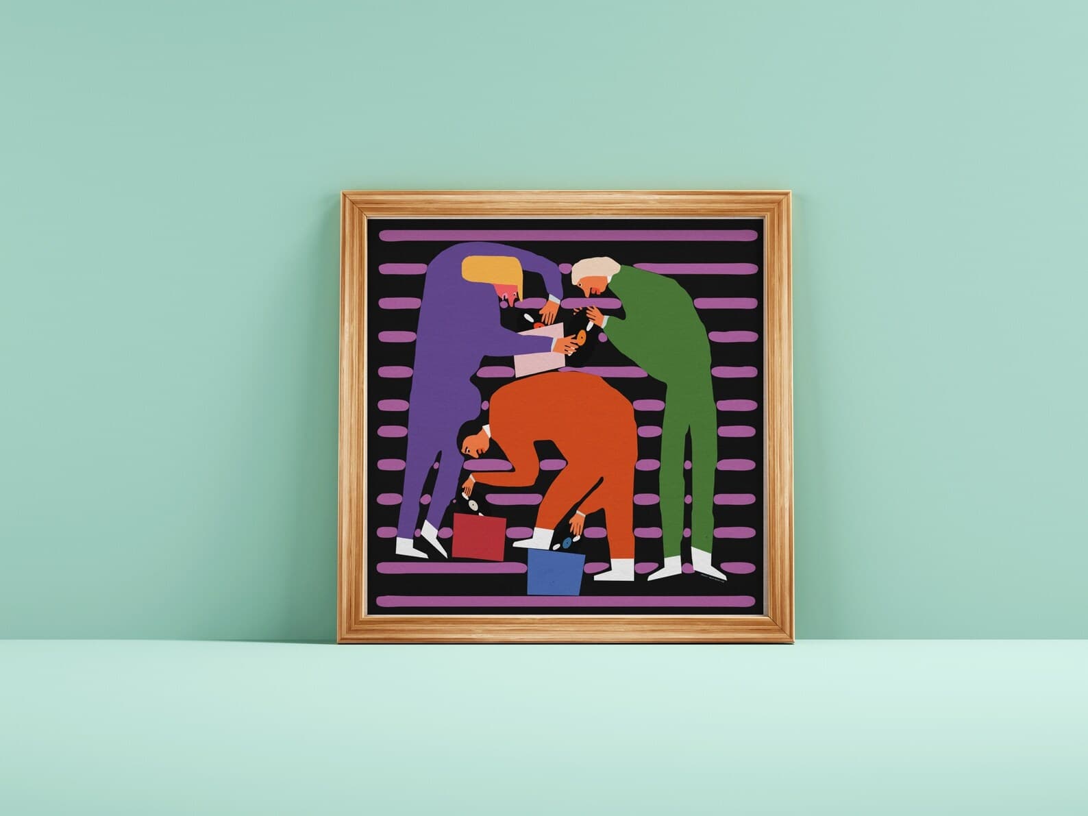 Plakat Winylowcy grzebią w płytach, mały kwadratowy plakat (różne kolory), 30x30 cm, aut. J. Zasada, Jakub Zasada - 67701