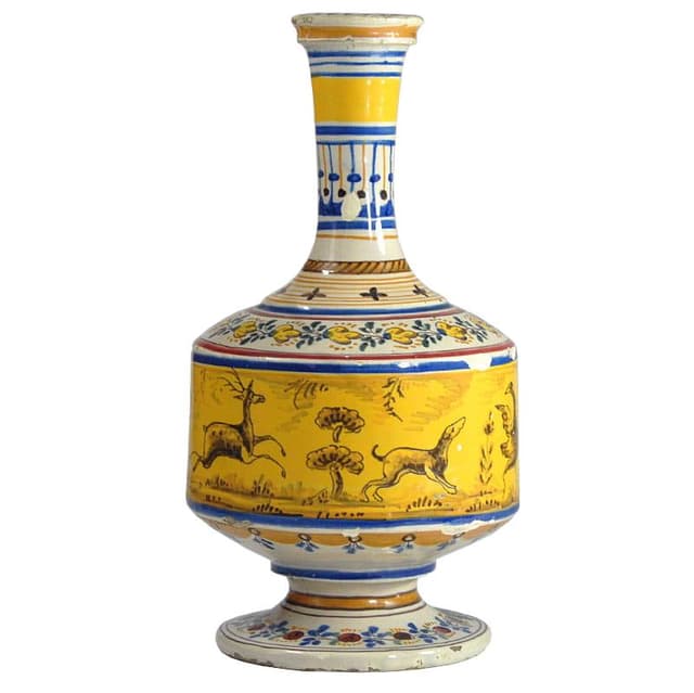 Żółty wazon z majoliki, Alcora, Hiszpania, lata 1850-1899 - WYMIARY