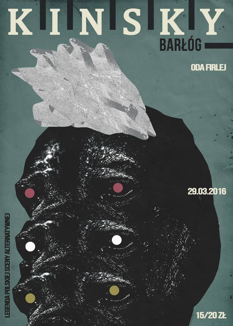 Poster KINSKY, Barłóg, concert poster, 50x70 cm, by J. Zasada, Jakub Zasada