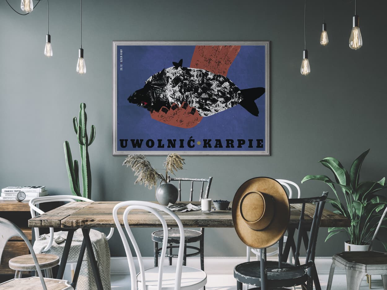 Poster Uwolnić karpie, Dzień Ryby, 50x70 cm, by J. Zasada, Jakub Zasada - 68011