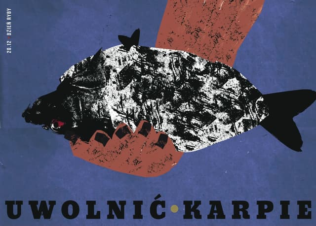 Poster Uwolnić karpie, Dzień Ryby, 50x70 cm, by J. Zasada, Jakub Zasada - DIMENSION