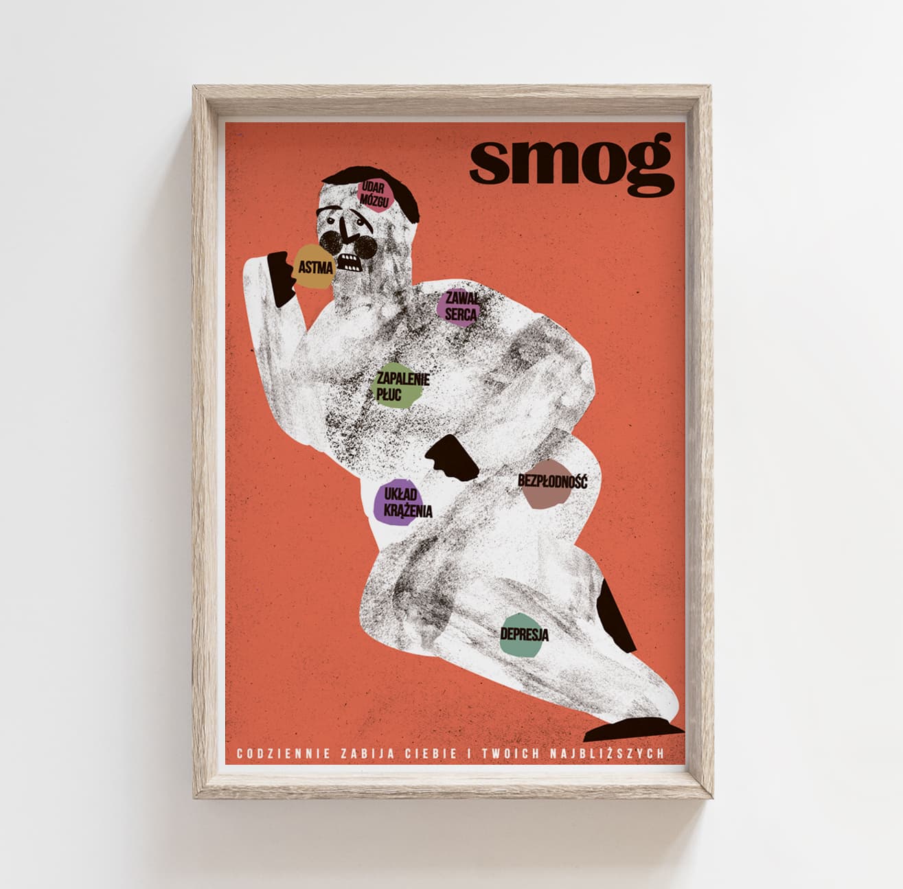 Plakat Smog. Codziennie zabija ciebie i twoich najbliższych, 50x70 cm, aut. J. Zasada, Jakub Zasada - 67987