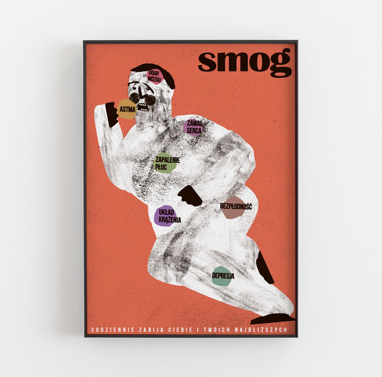 Plakat Smog. Codziennie zabija ciebie i twoich najbliższych, 50x70 cm, aut. J. Zasada, Jakub Zasada - 67988