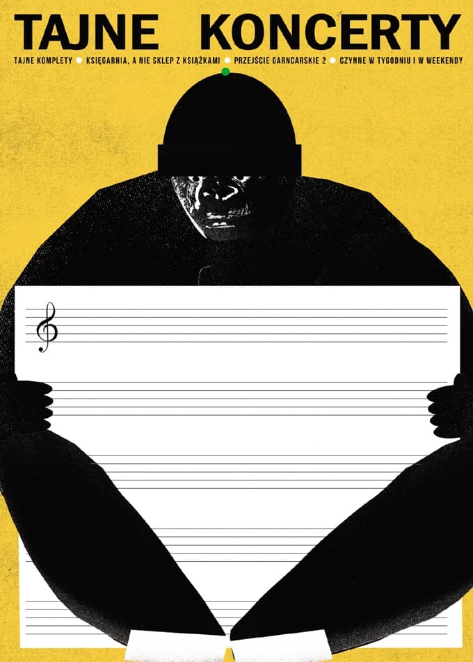 Plakat TAJNE KONCERTY, 50x70 cm, aut. J. Zasada, Jakub Zasada