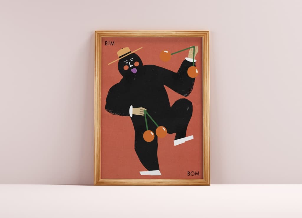 Plakat BIM BOM, tańczący człowiek grający na tiki tiki, 50x70 cm, aut. J. Zasada, Jakub Zasada - 67948