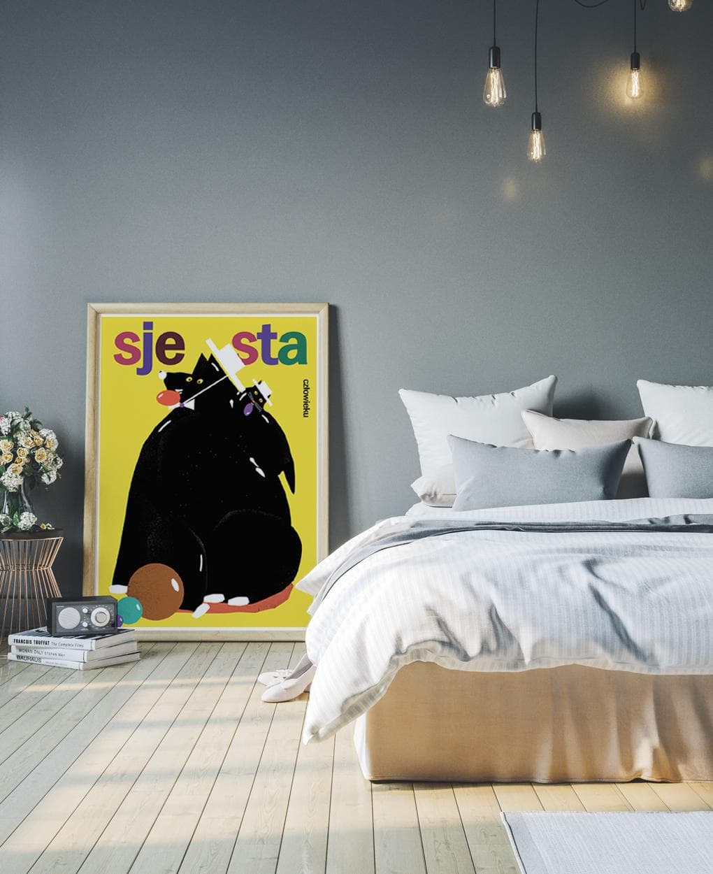 Plakat Sjesta człowieku, pies i kot w kapeluszach, 30x40 cm, aut. J. Zasada, Jakub Zasada - 68145