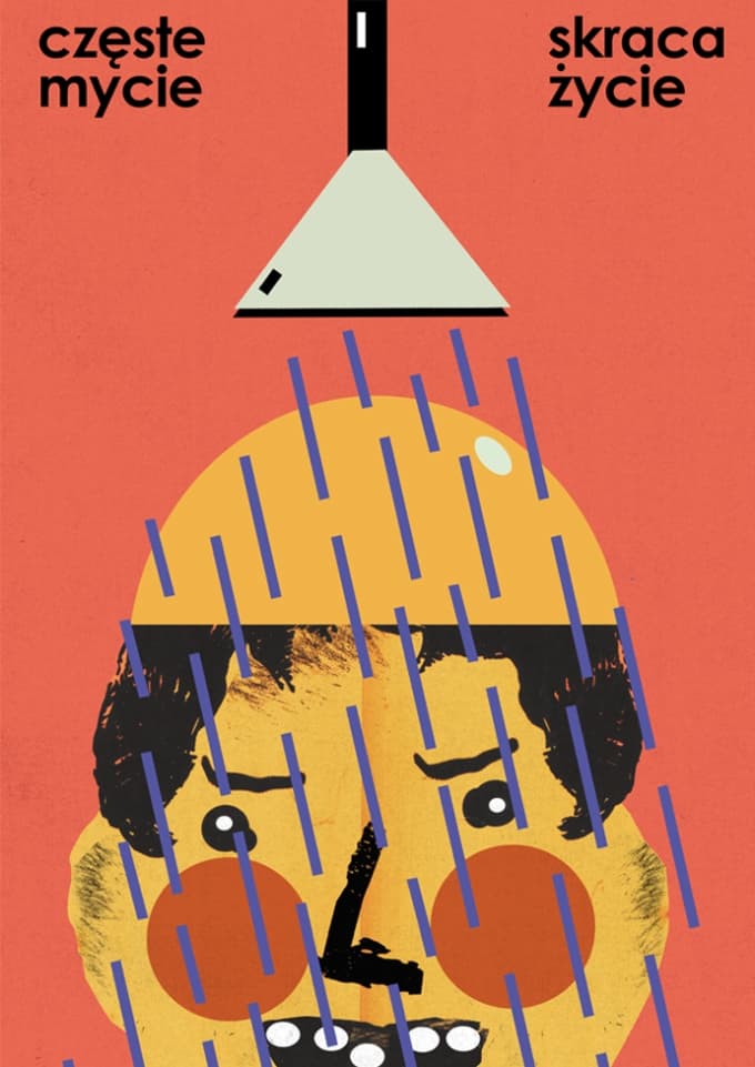 Poster Częste mycie skraca życie, 30x40 cm, by J. Zasada, Jakub Zasada