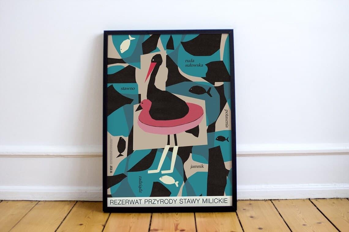 Poster Rezerwat przyrody Stawy Milickie plakat turystyczny, Dolny Śląsk, 50x70 cm, by J. Zasada, Jakub Zasada - 68295