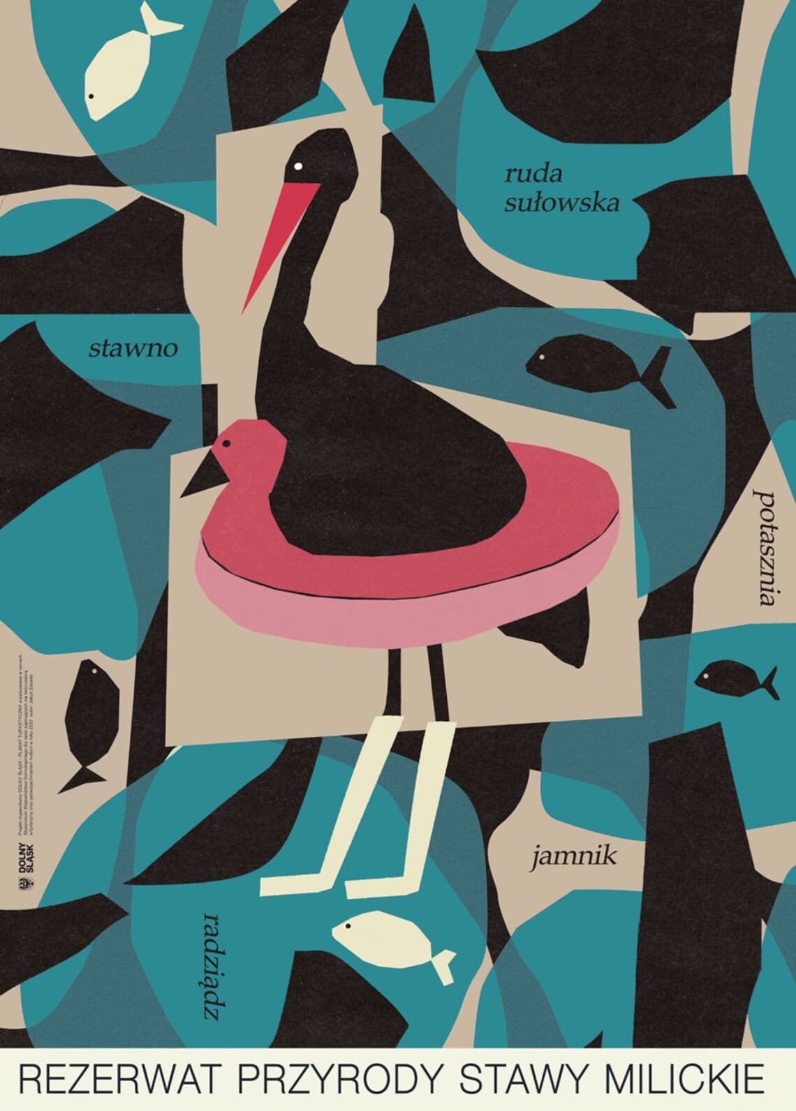 Poster Rezerwat przyrody Stawy Milickie plakat turystyczny, Dolny Śląsk, 50x70 cm, by J. Zasada, Jakub Zasada