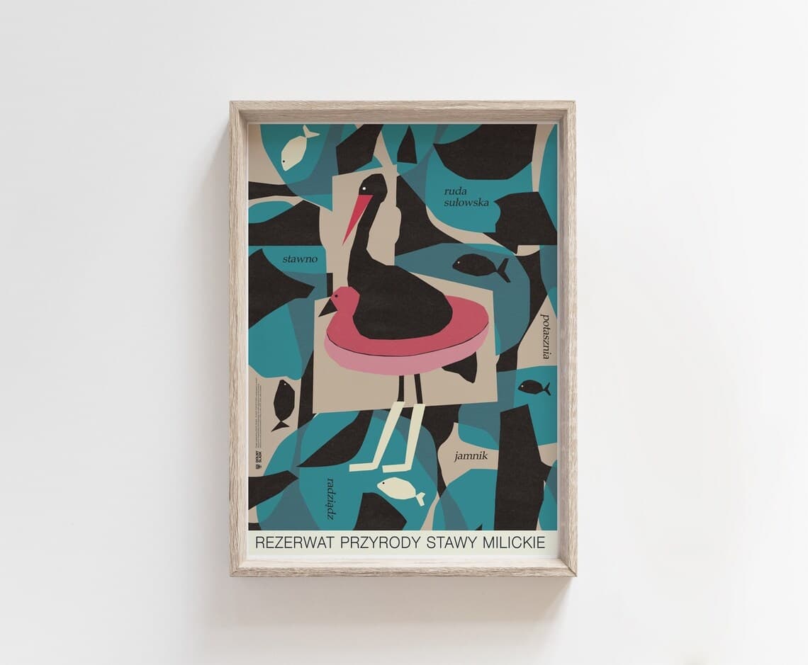 Poster Rezerwat przyrody Stawy Milickie plakat turystyczny, Dolny Śląsk, 50x70 cm, by J. Zasada, Jakub Zasada - 68296