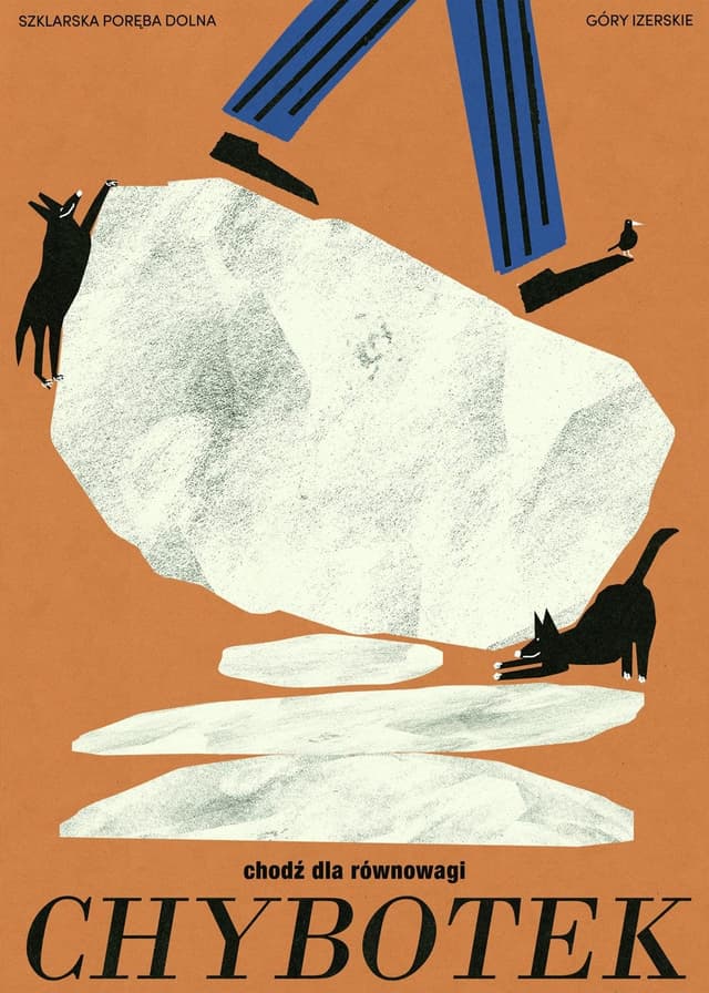 Poster CHYBOTEK, come for balance, tourist poster, Izerskie Mountains, Lower Silesia, 50x70 cm, by J. Zasada, Jakub Zasada - DIMENSION