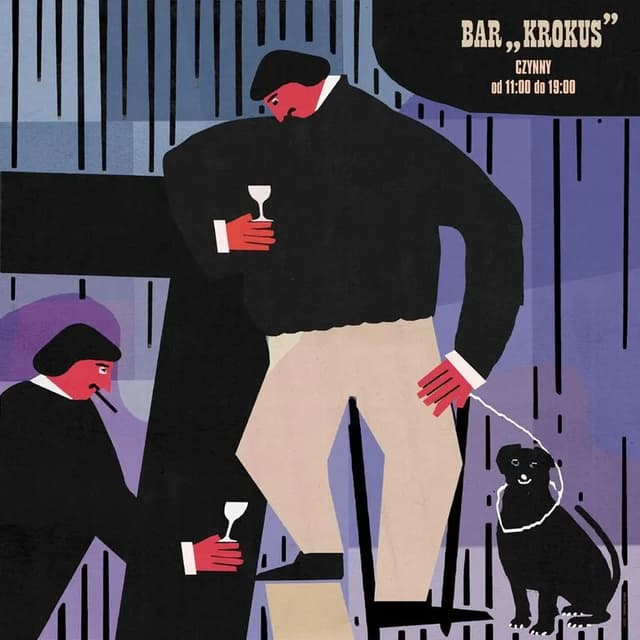 Plakat Smutni ludzie przy barze i pies, 30x30 cm, aut. J. Zasada, Jakub Zasada - WYMIARY