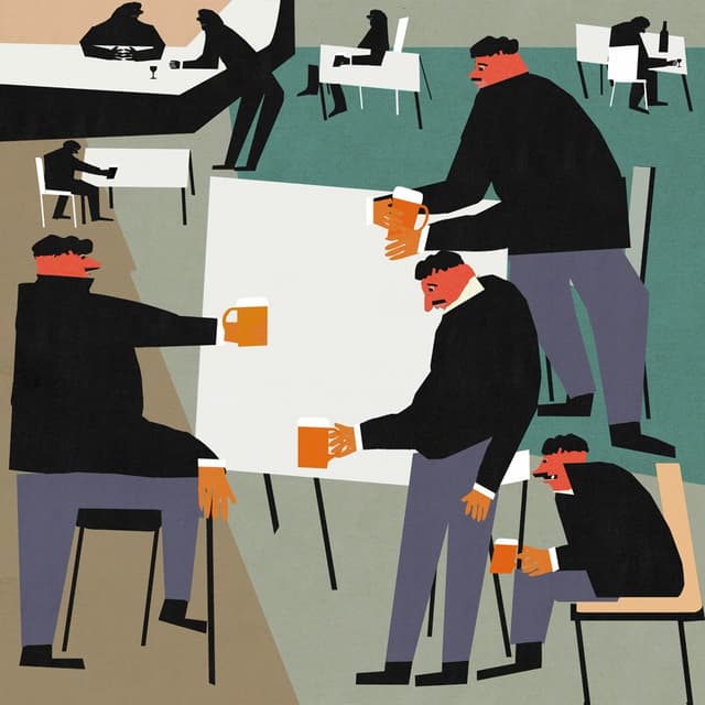 Plakat Smutni ludzie piją piwo w barze po pracy, 30x30 cm, aut. J. Zasada, Jakub Zasada - WYMIARY