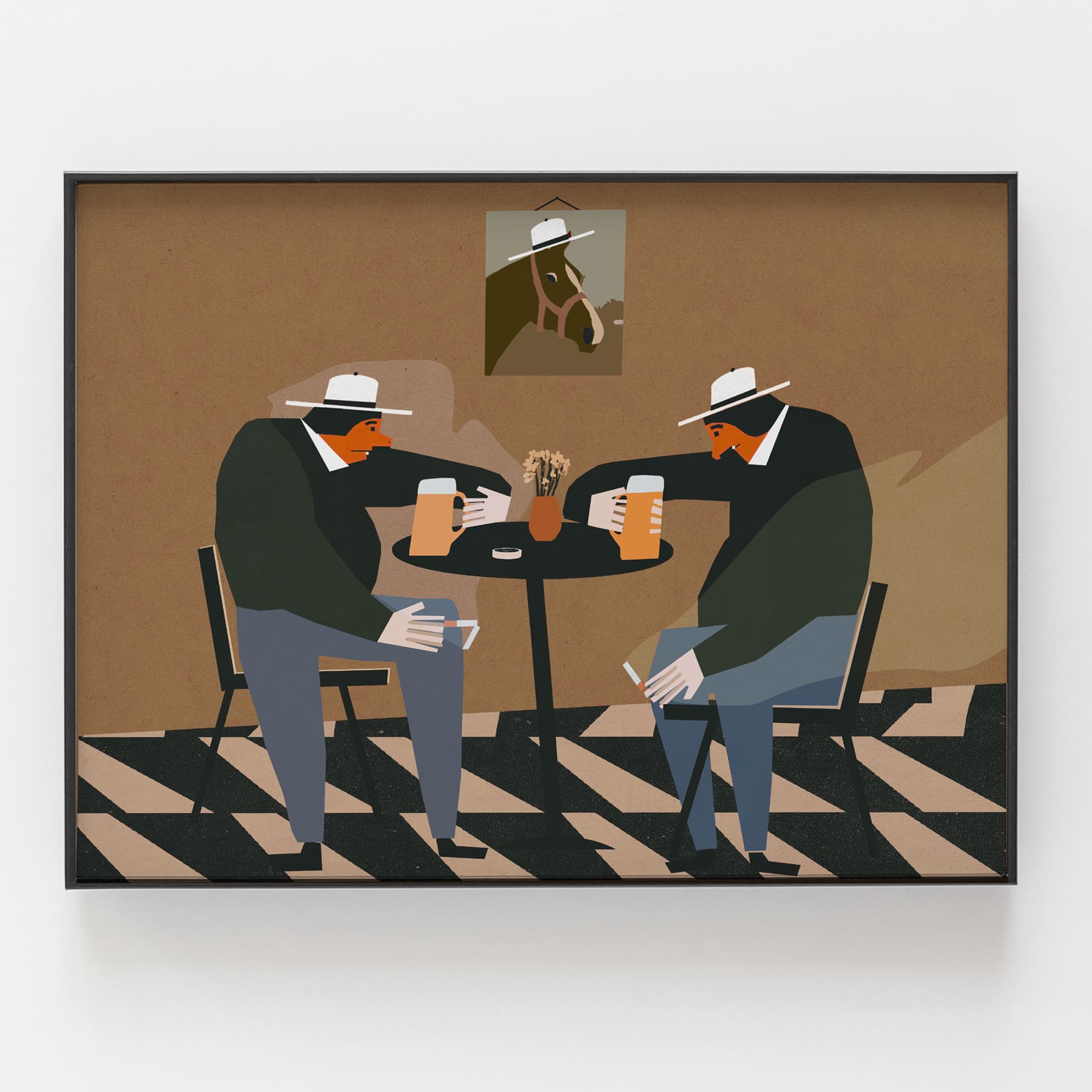 Plakat Dwóch na piwie i koń, 30x40 cm, aut. J. Zasada, Jakub Zasada - 68238