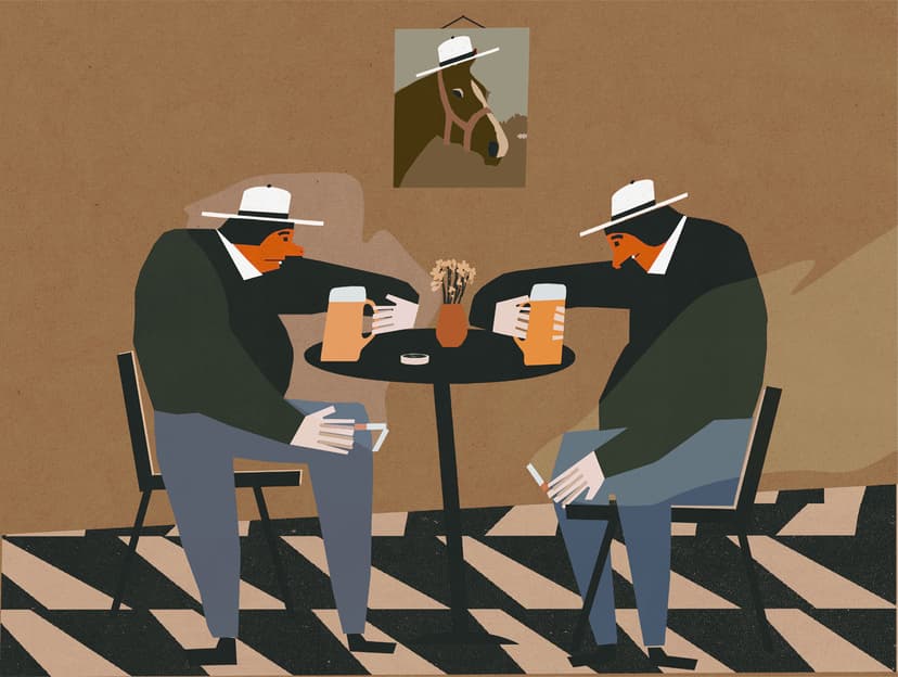 Plakat Dwóch na piwie i koń, 30x40 cm, aut. J. Zasada, Jakub Zasada