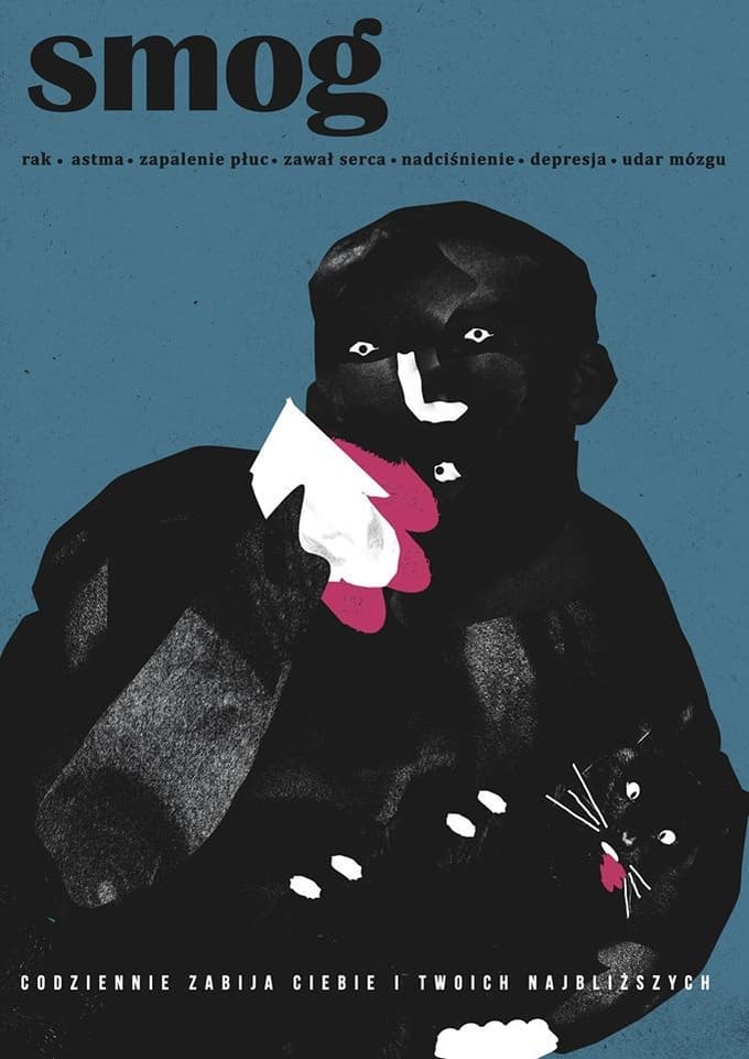 Plakat Smog. Codziennie zabija ciebie i twoich najbliższych, 50x70 cm, aut. J. Zasada, Jakub Zasada