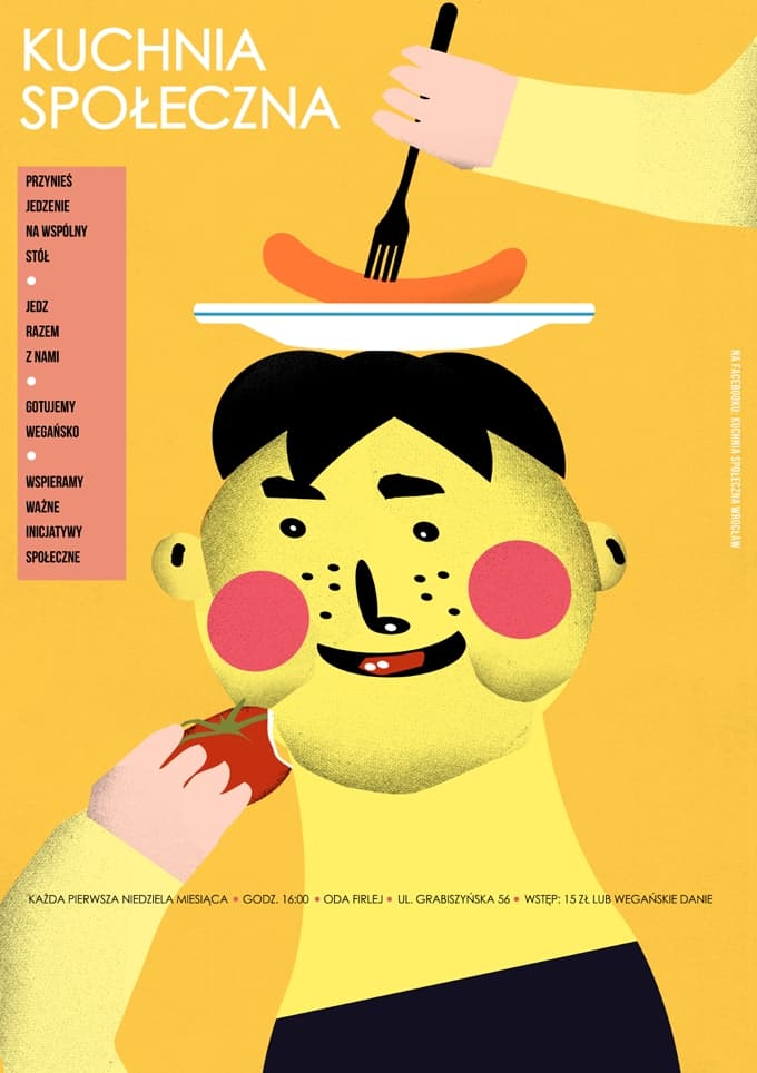 Plakat Kuchnia społeczna we Wrocławiu, 2019, 48x68 cm, aut. J. Zasada, Jakub Zasada